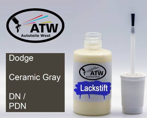 Dodge, Ceramic Gray, DN / PDN: 20ml Lackstift, von ATW Autoteile West.